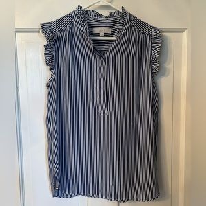 Loft Sleeveless Ruffle Collar Top